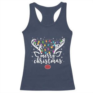 Funny Subtle Trump Xmas Hidden Message Merry Christmas Reindeer Racerback Tank Top - Print Your Wear