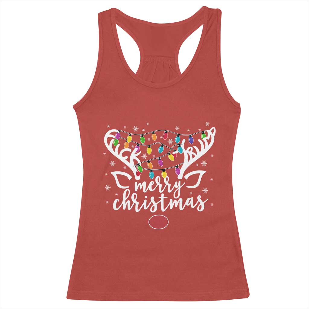 Funny Subtle Trump Xmas Hidden Message Merry Christmas Reindeer Racerback Tank Top - Print Your Wear