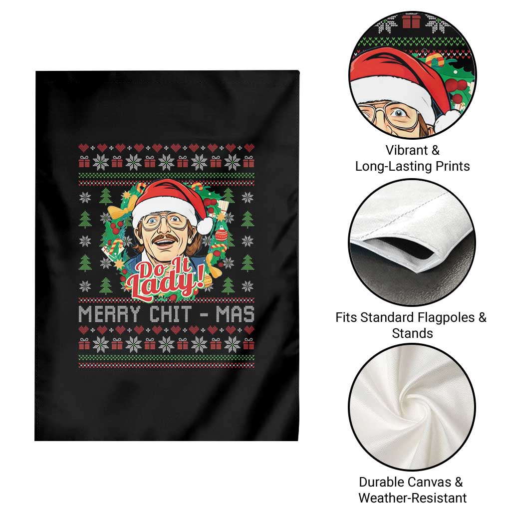 Funny Chit Christmas Garden Flag Merry Chit Mas Do It Lady Xmas Wreath TS11 Print Your Wear