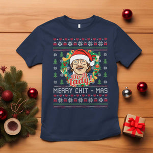 Funny Chit Christmas T Shirt Merry Chit Mas Do It Lady Xmas Wreath TS11 Navy Print Your Wear