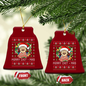 Funny Chit Christmas Ceramic Ornament Merry Chit Mas Do It Lady Xmas Wreath TS11 Print Your Wear