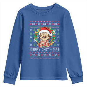 Funny Chit Christmas Youth Sweatshirt Merry Chit Mas Do It Lady Xmas Wreath TS11 Royal Blue Print Your Wear