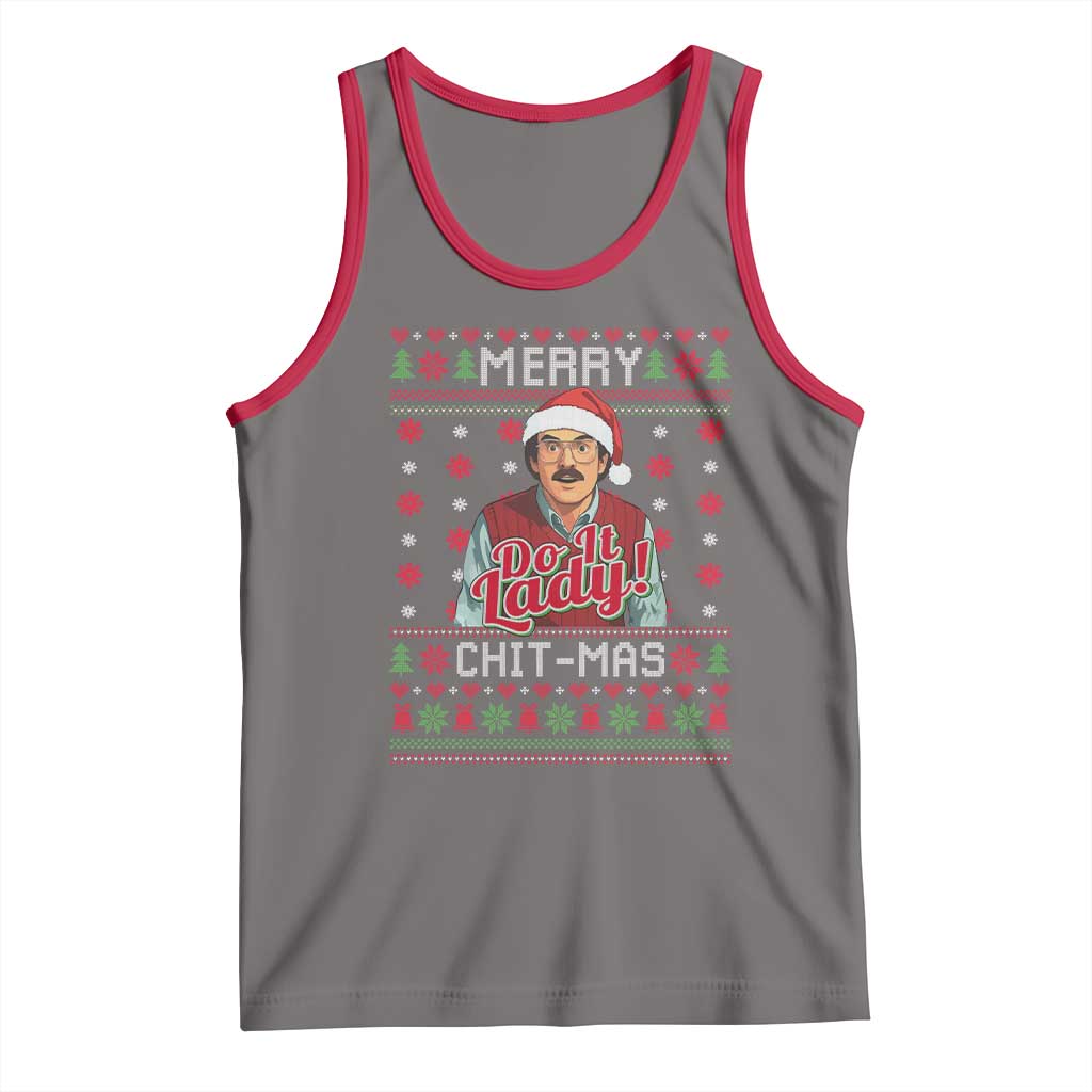 Funny Chit Christmas Tank Top Merry Chit Mas Do It Lady Ugly Xmas TS11 Deep Heather Red Print Your Wear