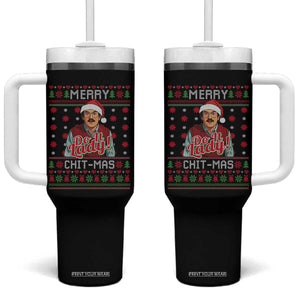Funny Chit Christmas Tumbler With Handle Merry Chit Mas Do It Lady Ugly Xmas TS11 One Size: 40 oz Black Print Your Wear