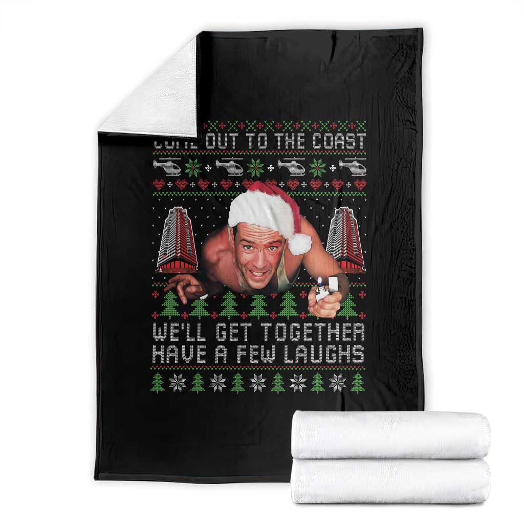 Funny Nakatomi Plaza Christmas Throw Blanket Come Out To The Coast John Xmas 80's Die Movie TS11 Black Print Your Wear
