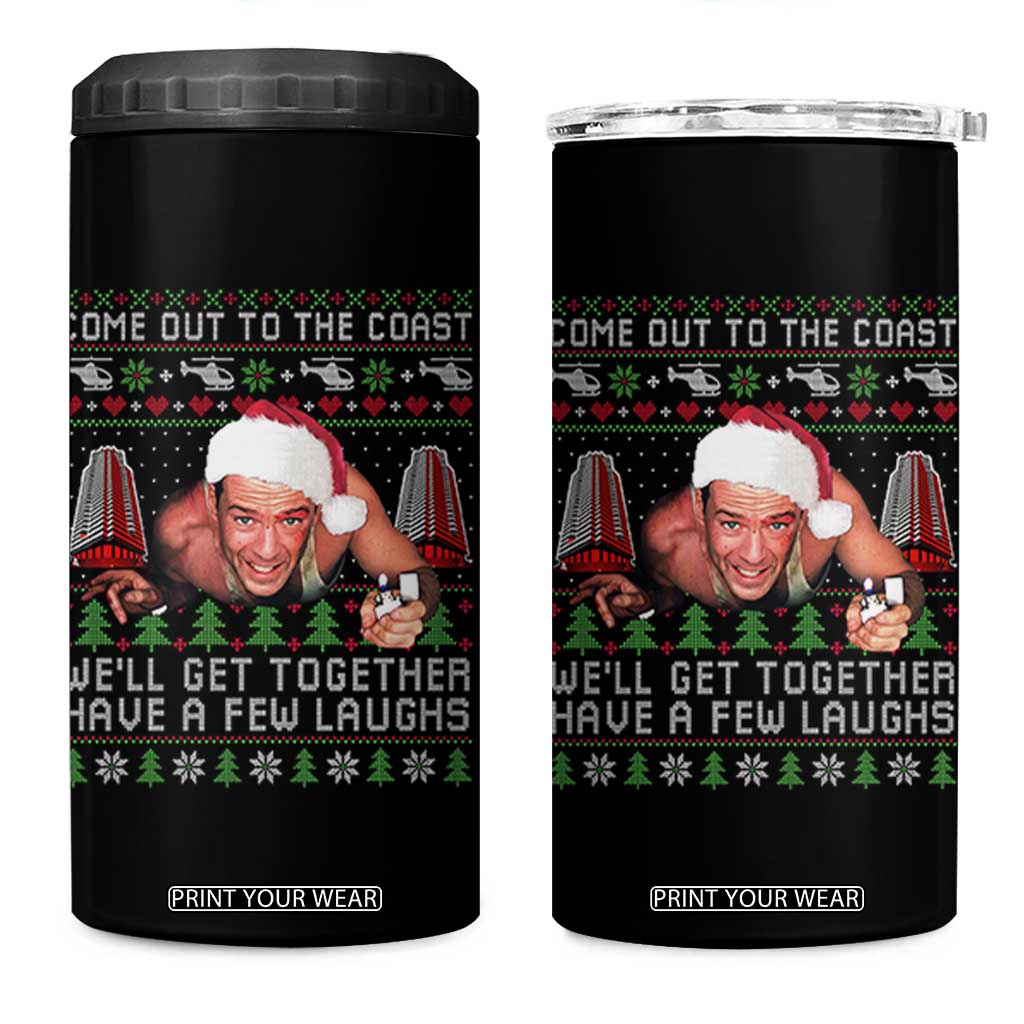 Funny Nakatomi Plaza Christmas 4 in 1 Can Cooler Tumbler Come Out To The Coast John Xmas 80's Die Movie TS11 One Size: 16 oz Black Print Your Wear