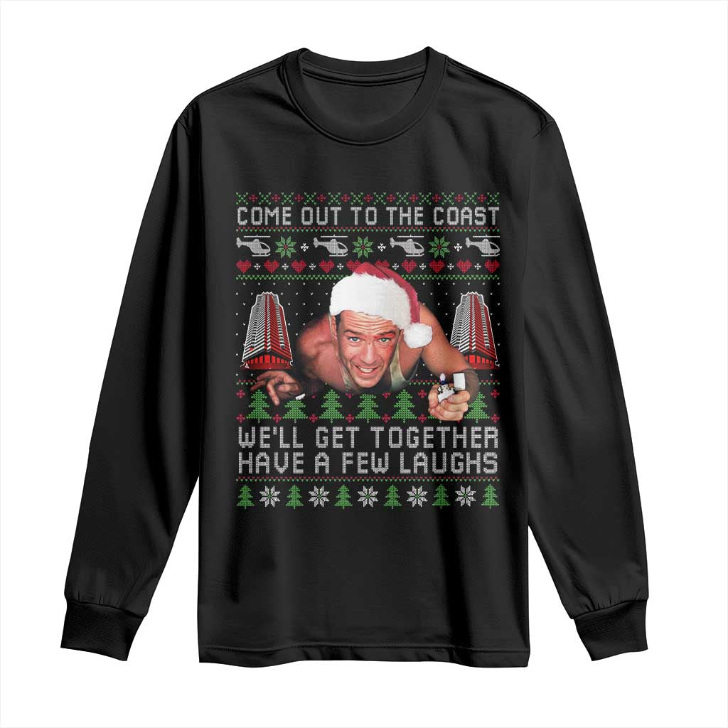 Funny Nakatomi Plaza Christmas Long Sleeve Shirt Come Out To The Coast John Xmas 80's Die Movie TS11 Black Print Your Wear
