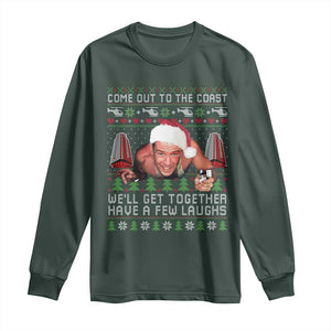 Funny Nakatomi Plaza Christmas Long Sleeve Shirt Come Out To The Coast John Xmas 80's Die Movie TS11 Dark Forest Green Print Your Wear