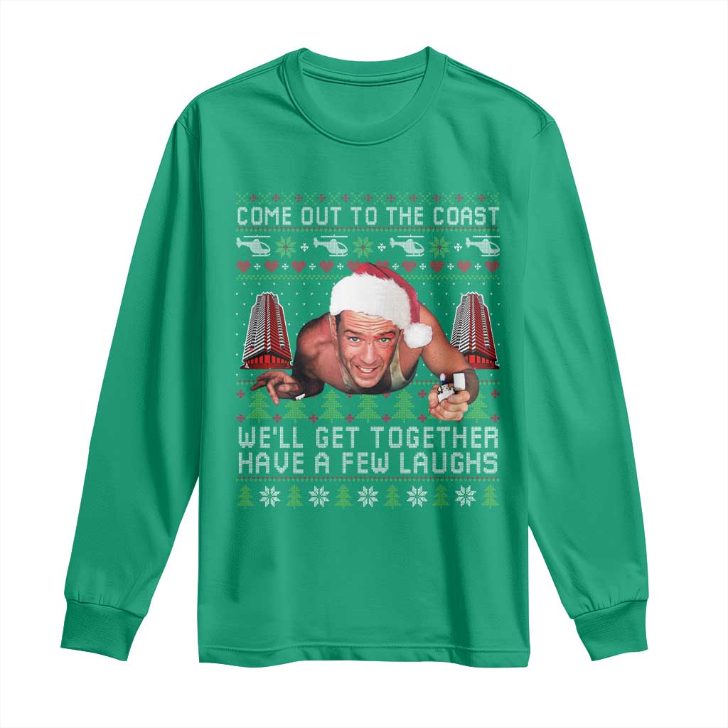Funny Nakatomi Plaza Christmas Long Sleeve Shirt Come Out To The Coast John Xmas 80's Die Movie TS11 Irish Green Print Your Wear