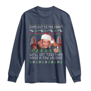 Funny Nakatomi Plaza Christmas Long Sleeve Shirt Come Out To The Coast John Xmas 80's Die Movie TS11 Navy Print Your Wear
