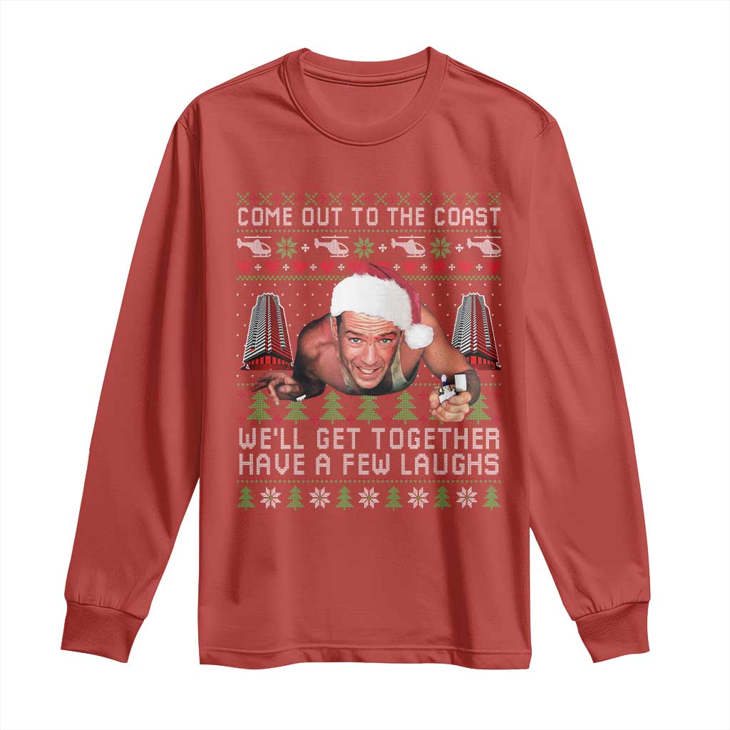 Funny Nakatomi Plaza Christmas Long Sleeve Shirt Come Out To The Coast John Xmas 80's Die Movie TS11 Red Print Your Wear