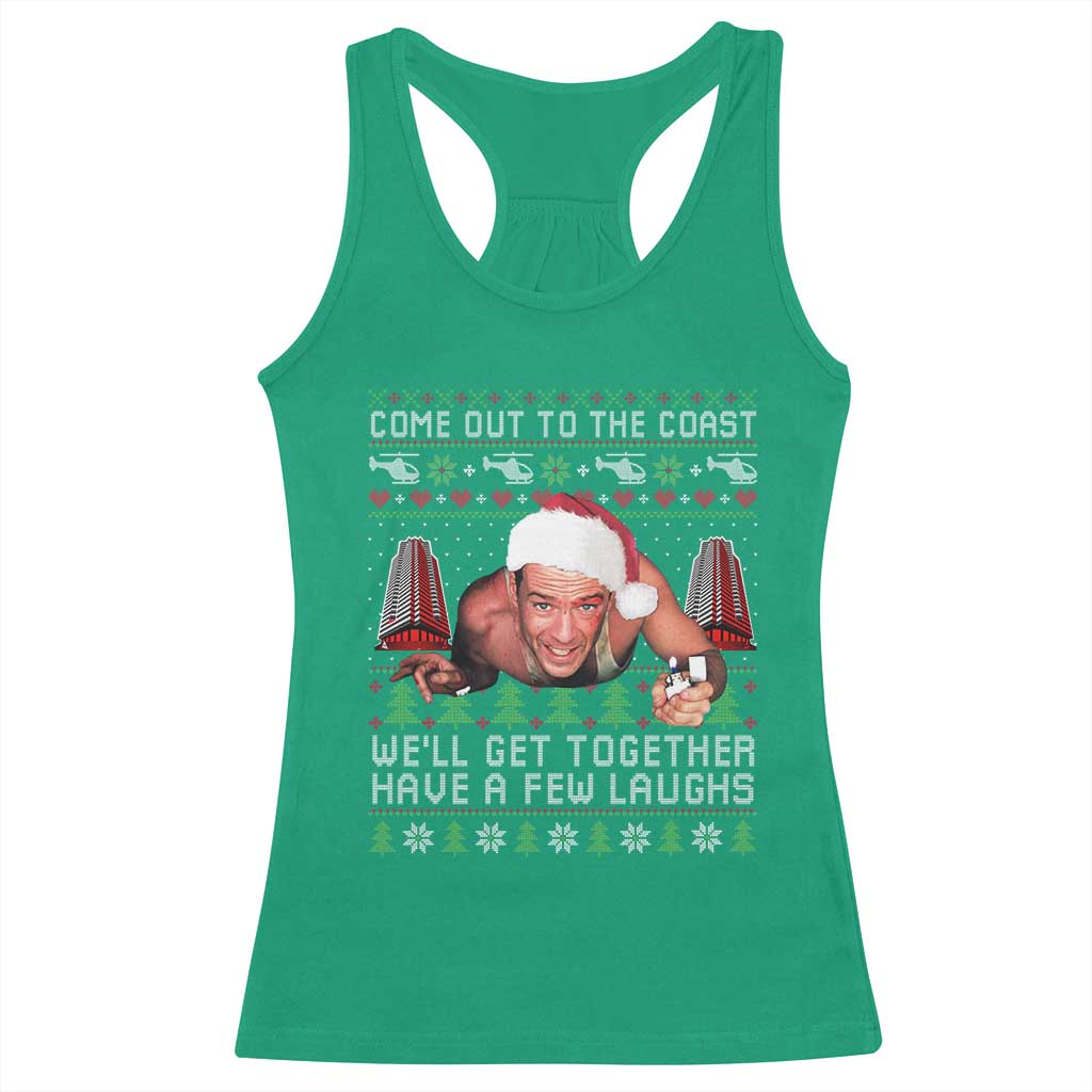 Funny Nakatomi Plaza Christmas Racerback Tank Top Come Out To The Coast John Xmas 80's Die Movie TS11 Irish Green Print Your Wear