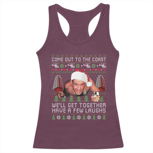 Funny Nakatomi Plaza Christmas Racerback Tank Top Come Out To The Coast John Xmas 80's Die Movie TS11 Maroon Print Your Wear