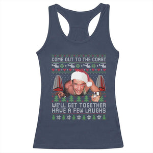 Funny Nakatomi Plaza Christmas Racerback Tank Top Come Out To The Coast John Xmas 80's Die Movie TS11 Navy Print Your Wear