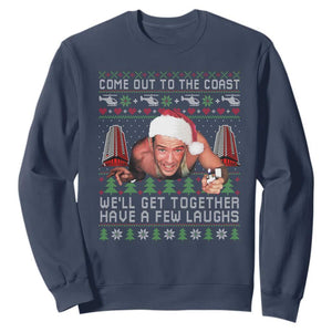 Funny Nakatomi Plaza Christmas Sweatshirt Come Out To The Coast John Xmas 80's Die Movie TS11 Navy Print Your Wear