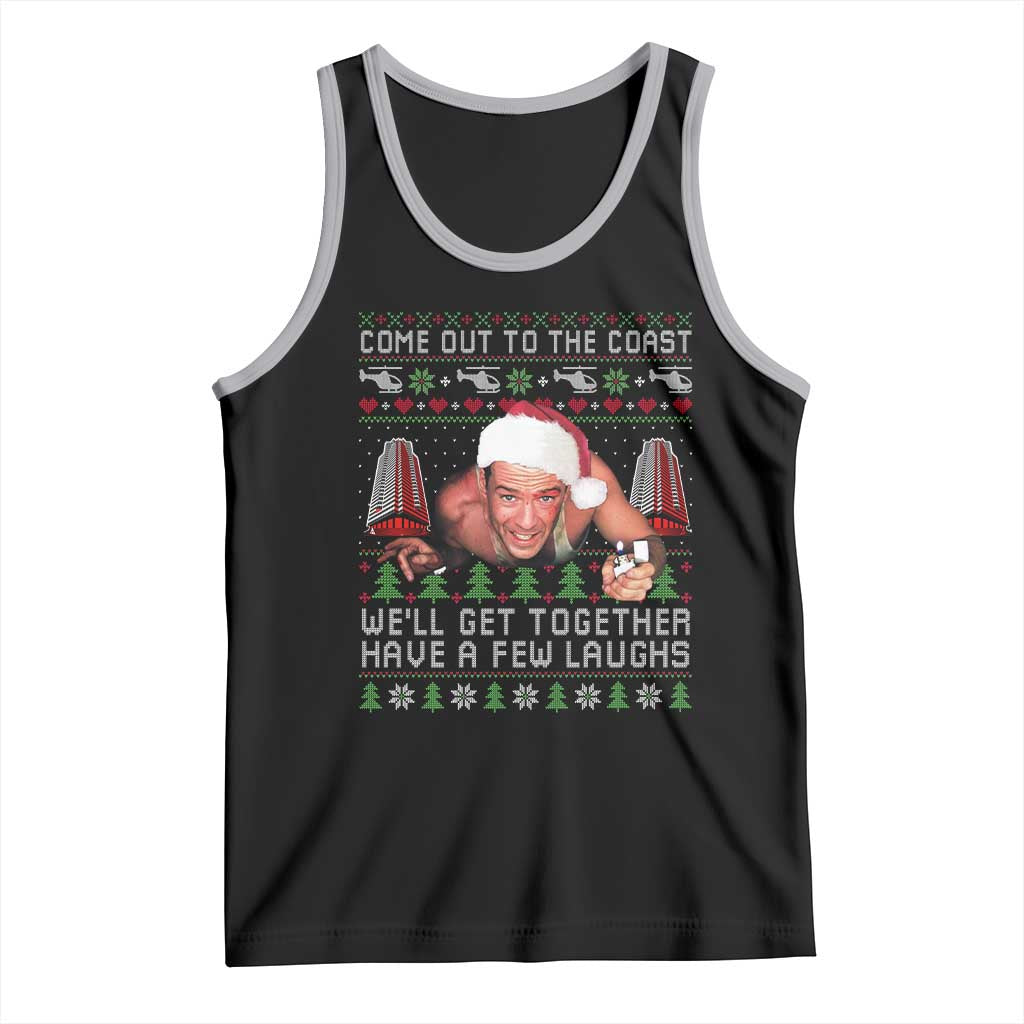 Funny Nakatomi Plaza Christmas Tank Top Come Out To The Coast John Xmas 80's Die Movie TS11 Black Athletic Heather Print Your Wear