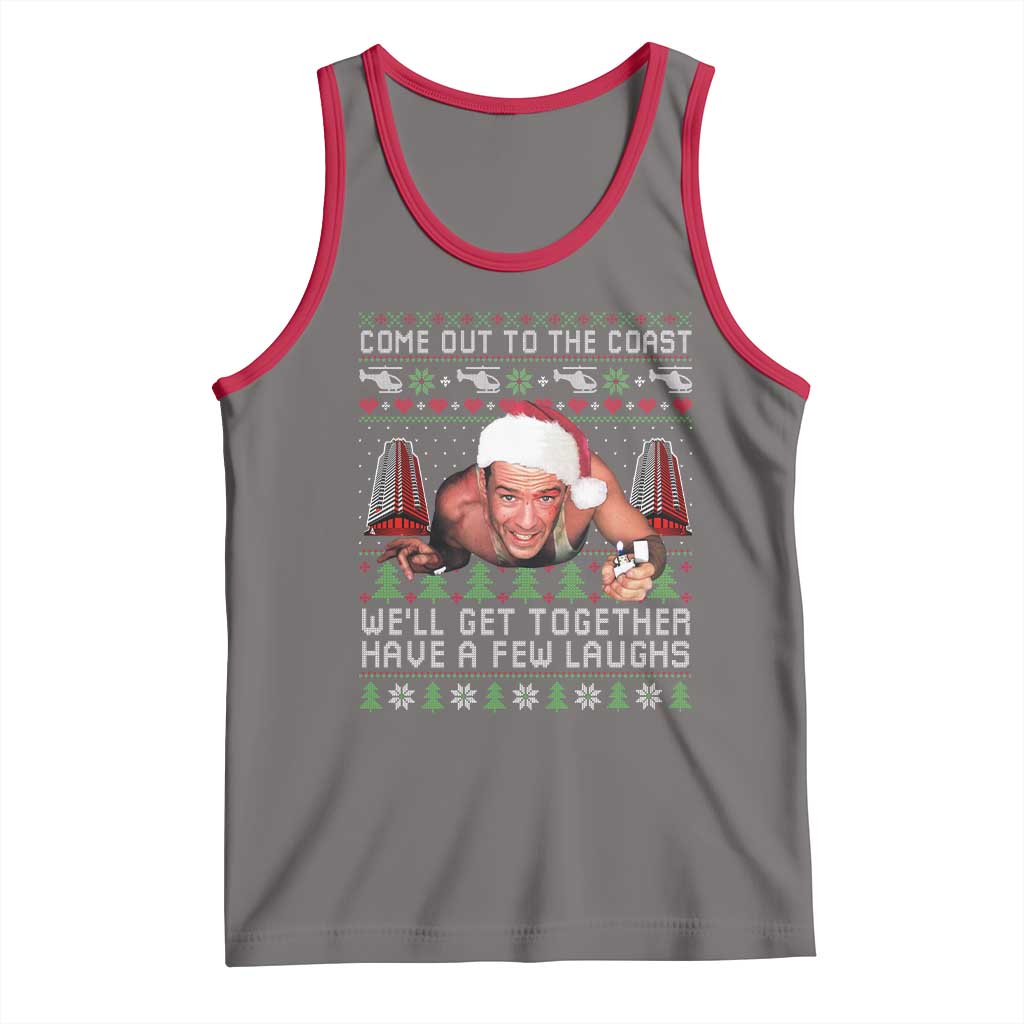 Funny Nakatomi Plaza Christmas Tank Top Come Out To The Coast John Xmas 80's Die Movie TS11 Deep Heather Red Print Your Wear