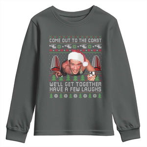 Funny Nakatomi Plaza Christmas Youth Sweatshirt Come Out To The Coast John Xmas 80's Die Movie TS11 Dark Heather Print Your Wear