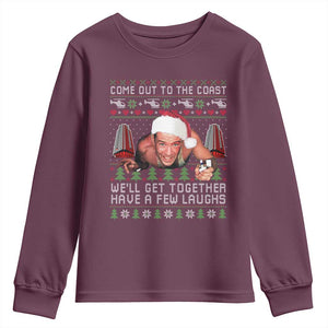 Funny Nakatomi Plaza Christmas Youth Sweatshirt Come Out To The Coast John Xmas 80's Die Movie TS11 Maroon Print Your Wear