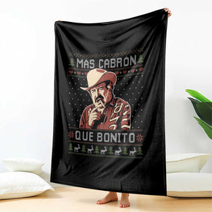 Funny Julian Garza Christmas Throw Blanket Mas Cabron Que Bonito Cowboy Holiday Mexican Xmas TS11 Print Your Wear