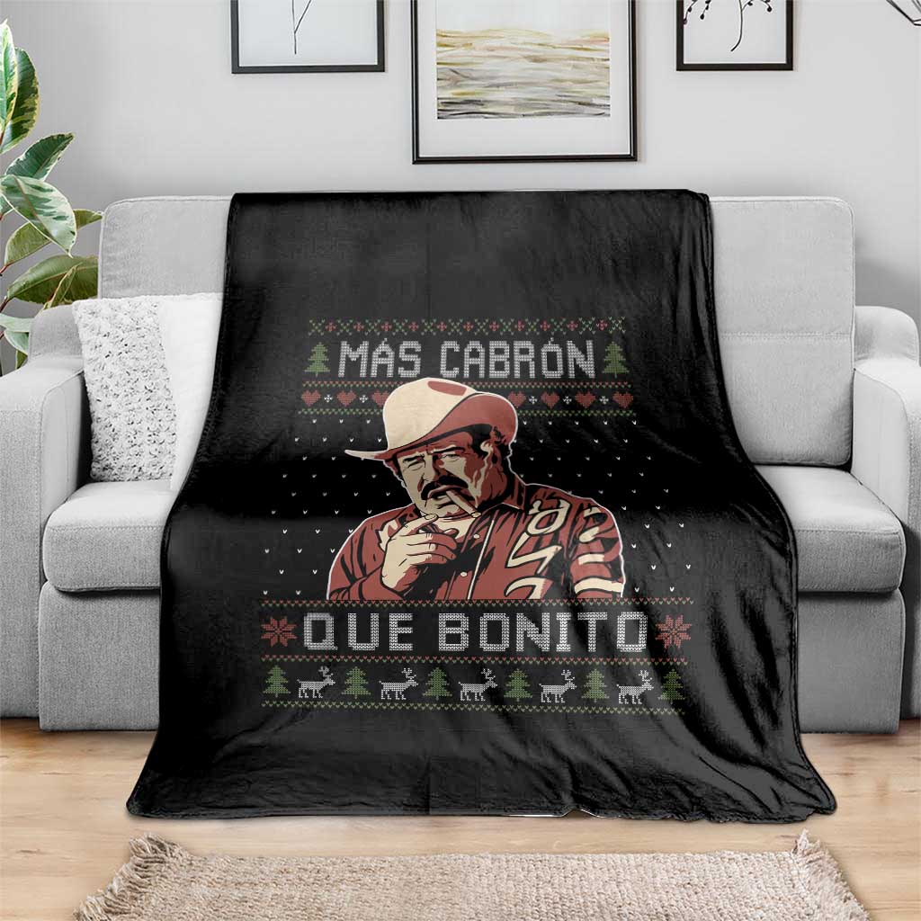 Funny Julian Garza Christmas Throw Blanket Mas Cabron Que Bonito Cowboy Holiday Mexican Xmas TS11 Print Your Wear