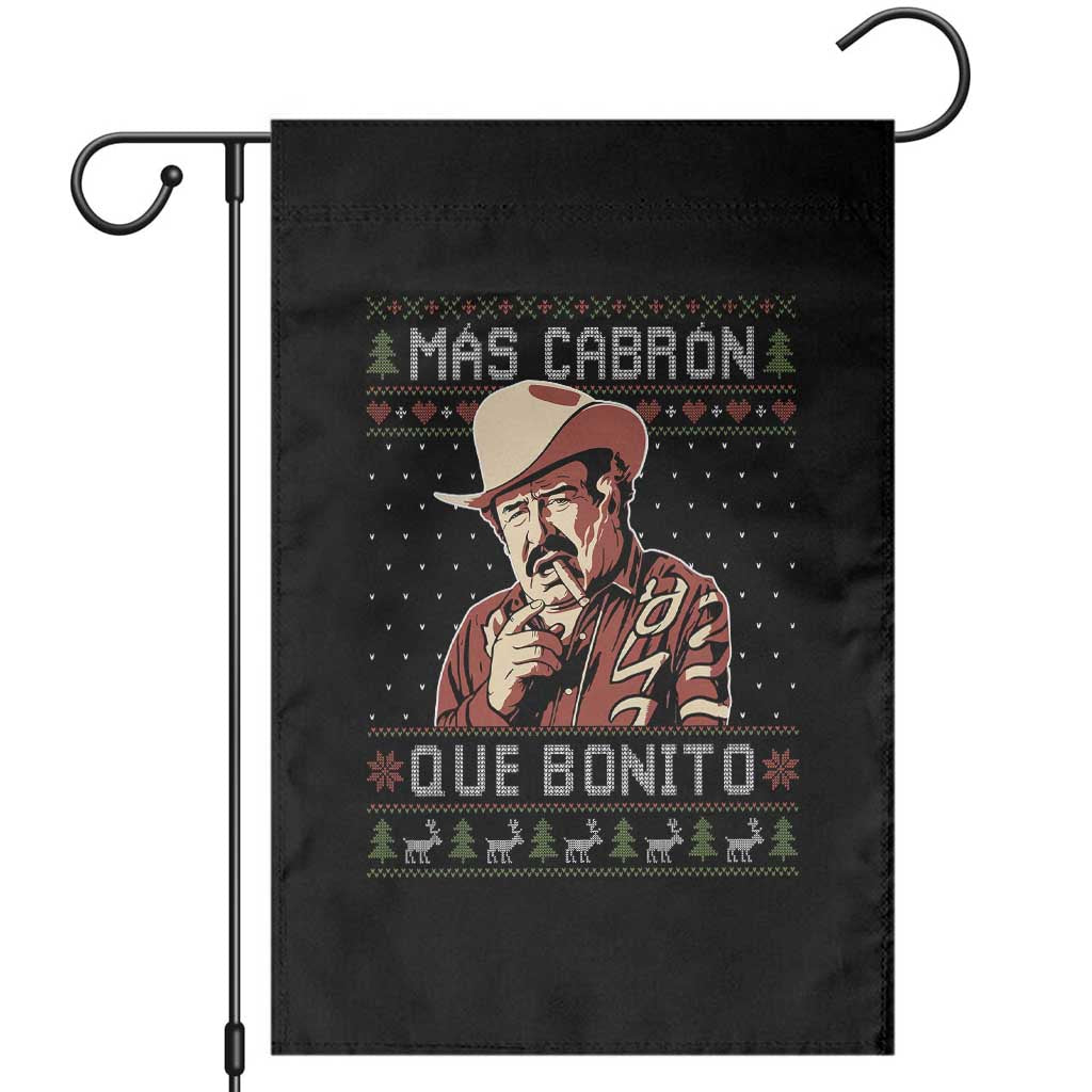 Funny Julian Garza Christmas Garden Flag Mas Cabron Que Bonito Cowboy Holiday Mexican Xmas TS11 Black Print Your Wear