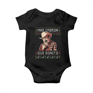 Funny Julian Garza Christmas Baby Onesie Mas Cabron Que Bonito Cowboy Holiday Mexican Xmas TS11 Black Print Your Wear