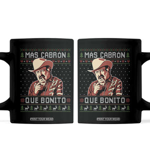 Funny Julian Garza Christmas Coffee Mug Mas Cabron Que Bonito Cowboy Holiday Mexican Xmas TS11 Black Print Your Wear
