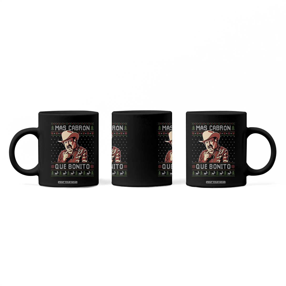 Funny Julian Garza Christmas Coffee Mug Mas Cabron Que Bonito Cowboy Holiday Mexican Xmas TS11 Print Your Wear