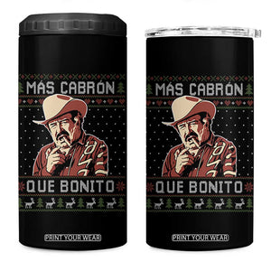 Funny Julian Garza Christmas 4 in 1 Can Cooler Tumbler Mas Cabron Que Bonito Cowboy Holiday Mexican Xmas TS11 One Size: 16 oz Black Print Your Wear
