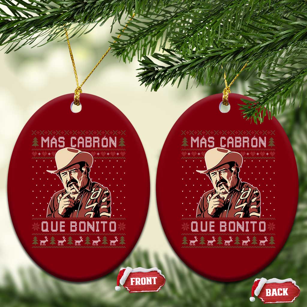 Funny Julian Garza Christmas Ceramic Ornament Mas Cabron Que Bonito Cowboy Holiday Mexican Xmas TS11 Print Your Wear
