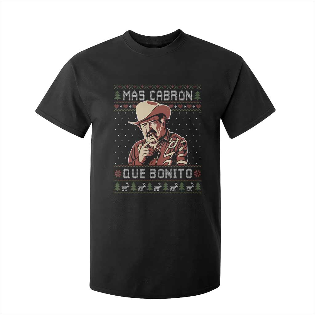 Funny Julian Garza Christmas T Shirt For Kid Mas Cabron Que Bonito Cowboy Holiday Mexican Xmas TS11 Black Print Your Wear