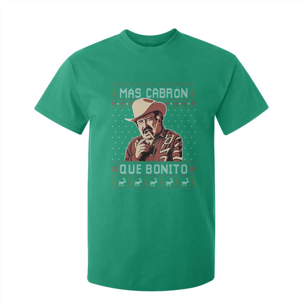 Funny Julian Garza Christmas T Shirt For Kid Mas Cabron Que Bonito Cowboy Holiday Mexican Xmas TS11 Irish Green Print Your Wear