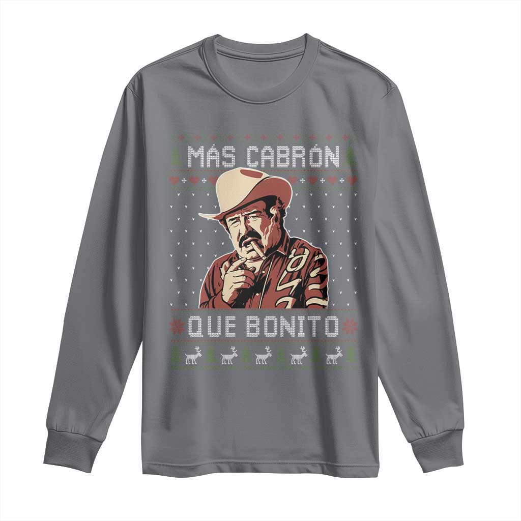 Funny Julian Garza Christmas Long Sleeve Shirt Mas Cabron Que Bonito Cowboy Holiday Mexican Xmas TS11 Charcoal Print Your Wear