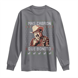 Funny Julian Garza Christmas Long Sleeve Shirt Mas Cabron Que Bonito Cowboy Holiday Mexican Xmas TS11 Charcoal Print Your Wear