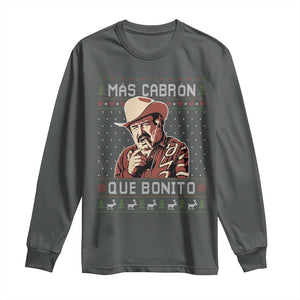 Funny Julian Garza Christmas Long Sleeve Shirt Mas Cabron Que Bonito Cowboy Holiday Mexican Xmas TS11 Dark Heather Print Your Wear