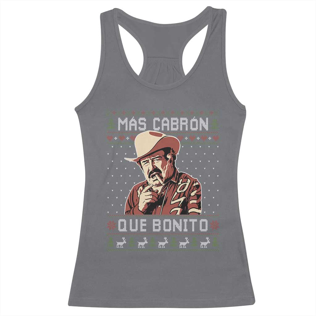 Funny Julian Garza Christmas Racerback Tank Top Mas Cabron Que Bonito Cowboy Holiday Mexican Xmas - Print Your Wear