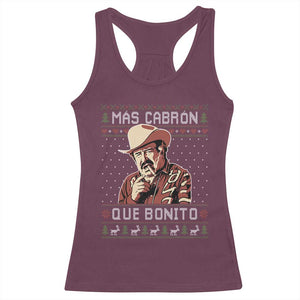 Funny Julian Garza Christmas Racerback Tank Top Mas Cabron Que Bonito Cowboy Holiday Mexican Xmas TS11 Maroon Print Your Wear