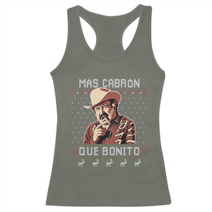Funny Julian Garza Christmas Racerback Tank Top Mas Cabron Que Bonito Cowboy Holiday Mexican Xmas TS11 Military Green Print Your Wear