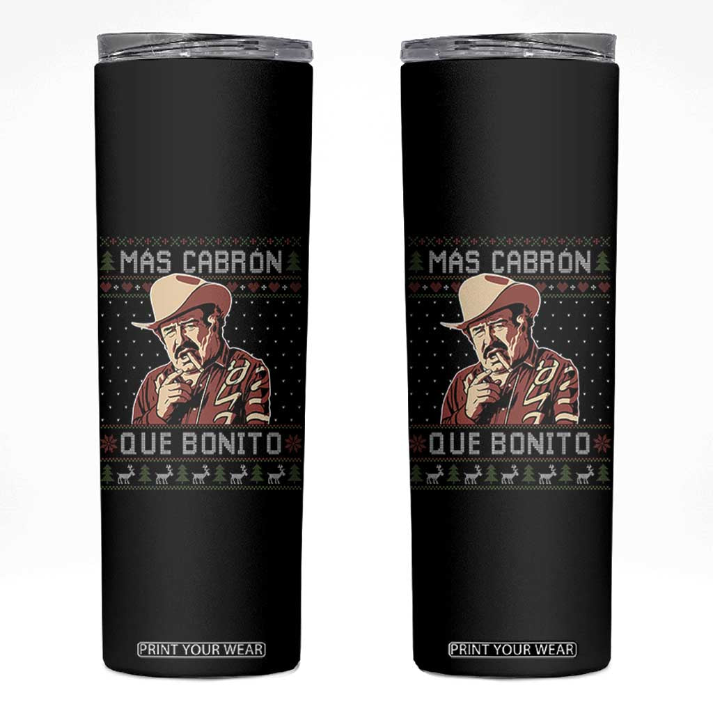 Funny Julian Garza Christmas Skinny Tumbler Mas Cabron Que Bonito Cowboy Holiday Mexican Xmas TS11 Black Print Your Wear