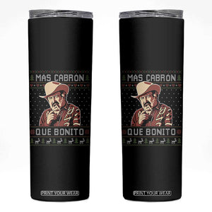 Funny Julian Garza Christmas Skinny Tumbler Mas Cabron Que Bonito Cowboy Holiday Mexican Xmas TS11 Black Print Your Wear