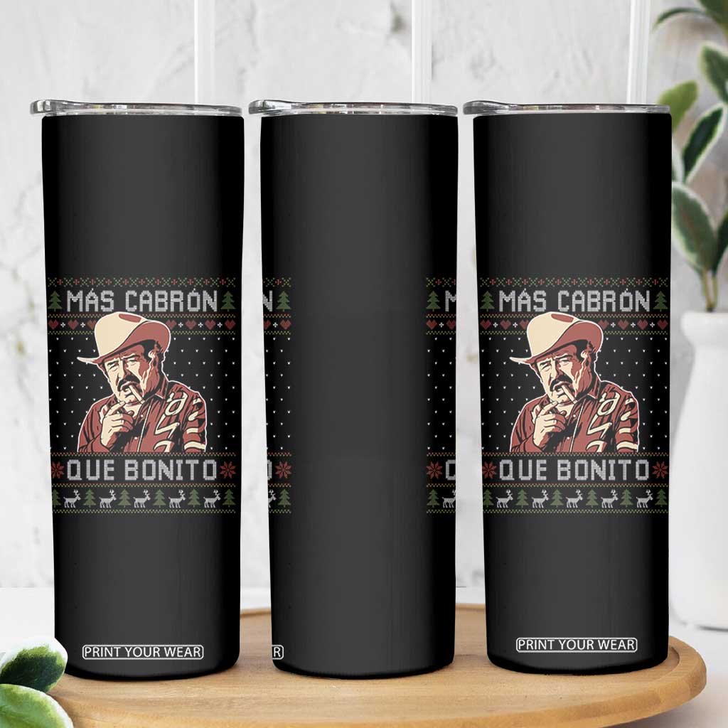 Funny Julian Garza Christmas Skinny Tumbler Mas Cabron Que Bonito Cowboy Holiday Mexican Xmas TS11 Print Your Wear