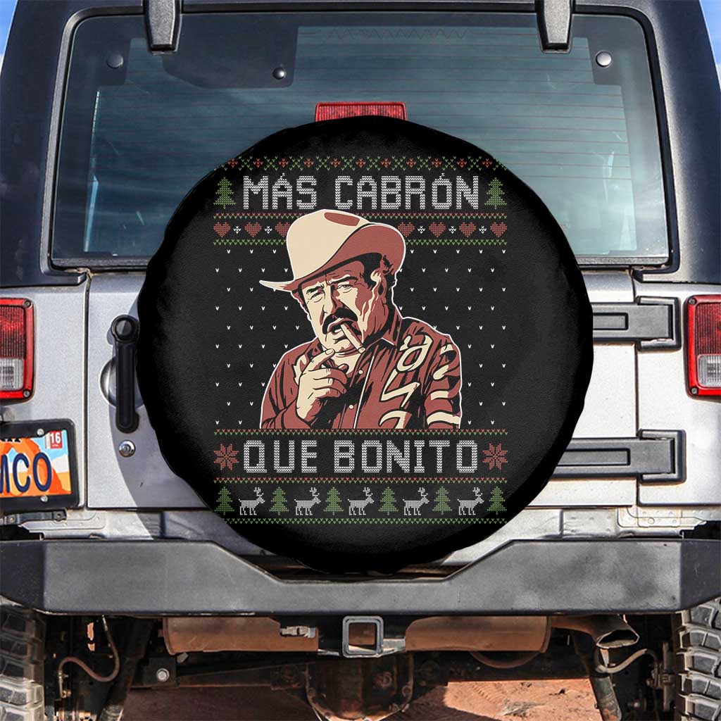 Funny Julian Garza Christmas Spare Tire Cover Mas Cabron Que Bonito Cowboy Holiday Mexican Xmas TS11 No hole Black Print Your Wear