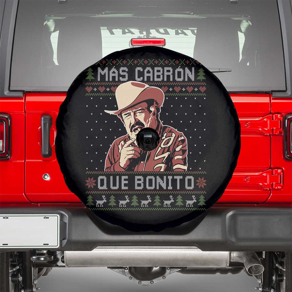 Funny Julian Garza Christmas Spare Tire Cover Mas Cabron Que Bonito Cowboy Holiday Mexican Xmas TS11 Black Print Your Wear
