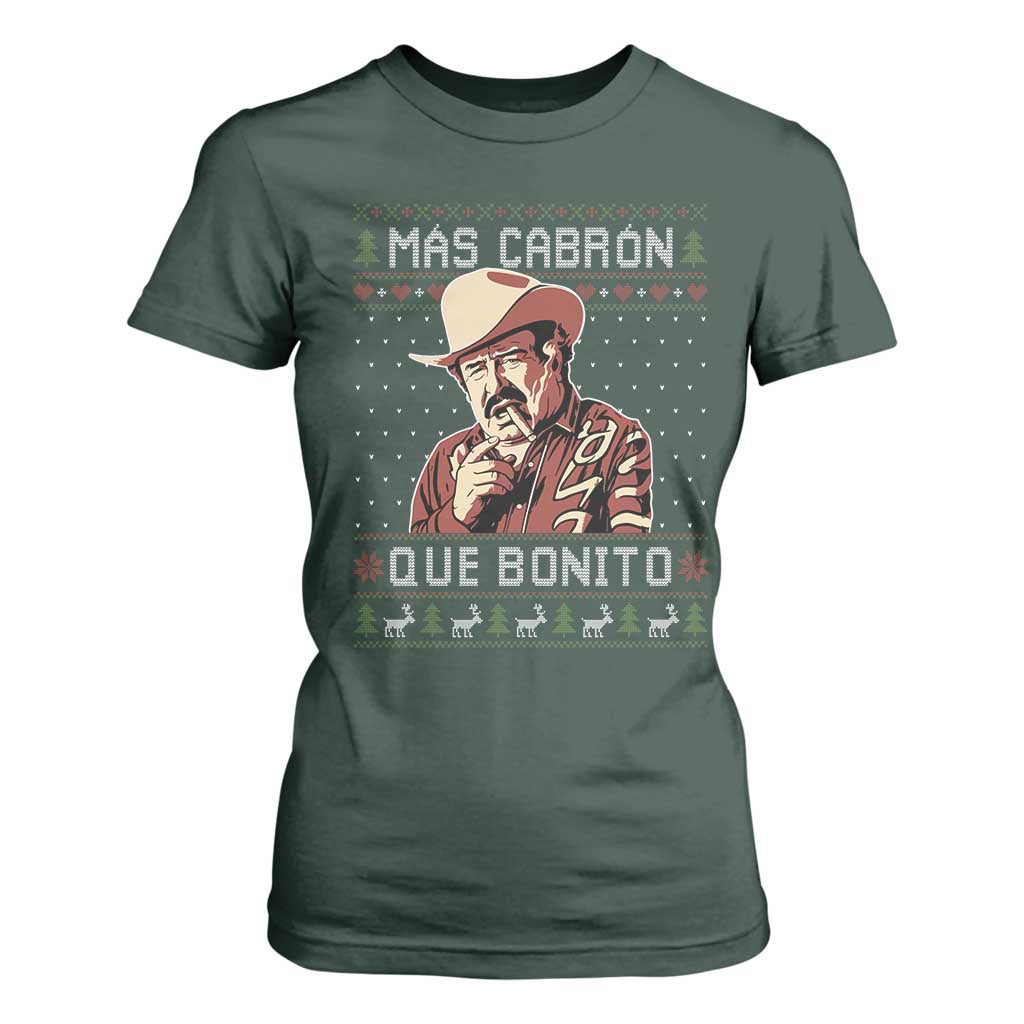 Funny Julian Garza Christmas T Shirt For Women Mas Cabron Que Bonito Cowboy Holiday Mexican Xmas TS11 Dark Forest Green Print Your Wear