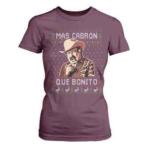 Funny Julian Garza Christmas T Shirt For Women Mas Cabron Que Bonito Cowboy Holiday Mexican Xmas TS11 Maroon Print Your Wear
