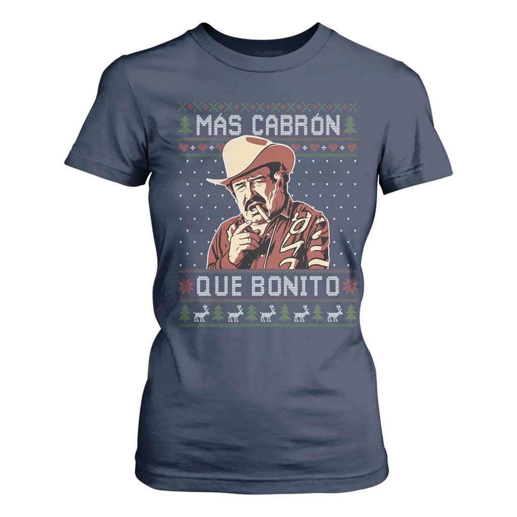 Funny Julian Garza Christmas T Shirt For Women Mas Cabron Que Bonito Cowboy Holiday Mexican Xmas TS11 Navy Print Your Wear