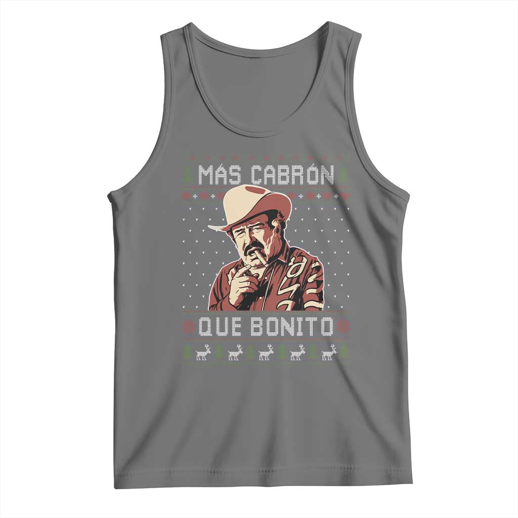Funny Julian Garza Christmas Tank Top Mas Cabron Que Bonito Cowboy Holiday Mexican Xmas TS11 Black Heather Print Your Wear