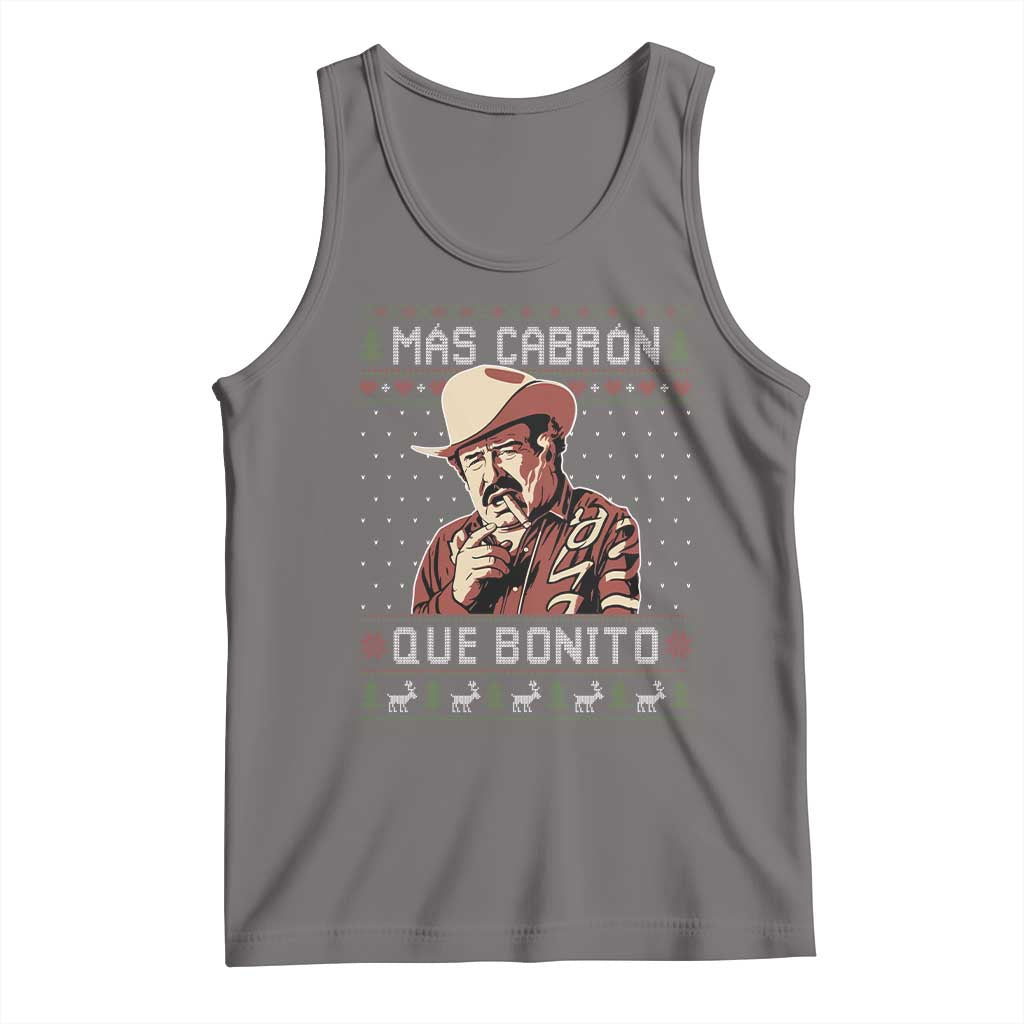 Funny Julian Garza Christmas Tank Top Mas Cabron Que Bonito Cowboy Holiday Mexican Xmas TS11 Deep Heather Print Your Wear