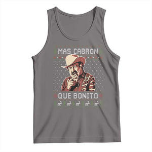 Funny Julian Garza Christmas Tank Top Mas Cabron Que Bonito Cowboy Holiday Mexican Xmas TS11 Deep Heather Print Your Wear
